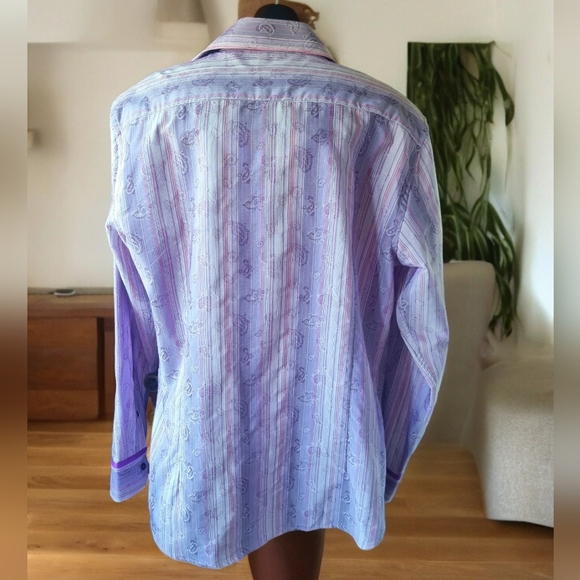 Franco Negretti Paisley Striped Button Down Dress Shirt - Picture 2 of 11